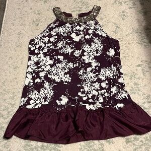 Velvet Purple sleeveless shirt with sequin neck line size medium